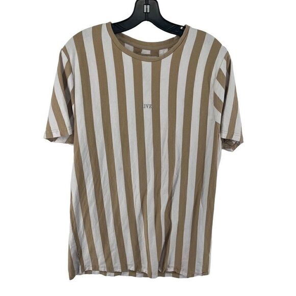 Denim & Flower Other - Denim & Flower Men's Cotton T-Shirt Stripes Short Sleeve Crewneck Tan Size XL